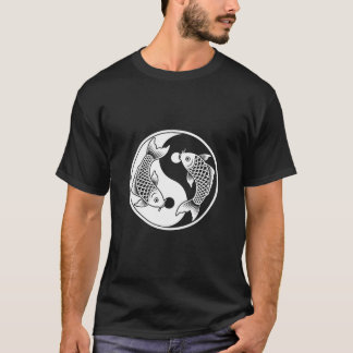 T-shirt Yin Yang Koi Fish Art Tee – Elegant Ink Drawing De