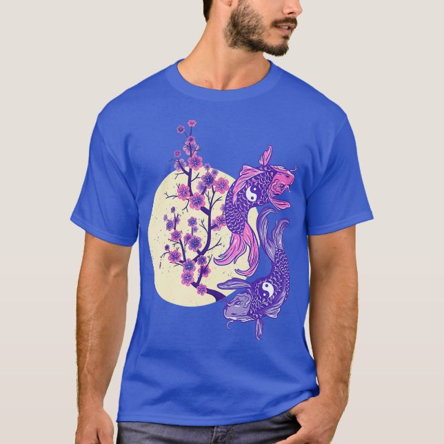 T-SHIRT YIN YANG KOI POISSON AVEC BLOSSOM DE FROMAGE (Devant)