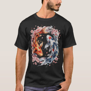 T-shirt Yin Yang Koi Poisson Sakura Japonais