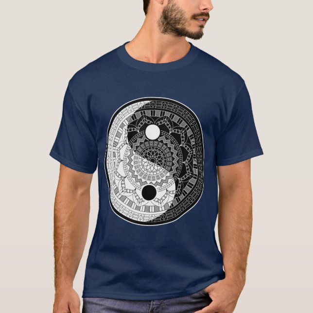 T-shirt Yin Yang Mandala Géométrie Sacrée (Devant)