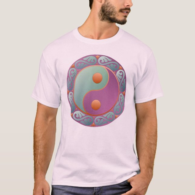 T-shirt Yin Yang Médaillon Violet Turquoise (Devant)