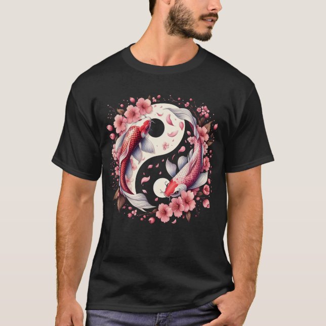 T-shirt Yin Yang Nishikigoi Poisson carpe Nishikigoi Cherr (Devant)