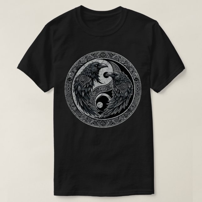 T-shirt Yin Yang Nordic Raven (Design devant)