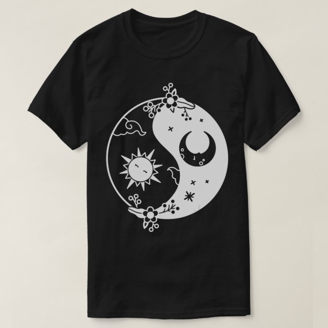 T-shirt Yin Yang Occult Soleil & Lune Noir & Blanc (Design devant)