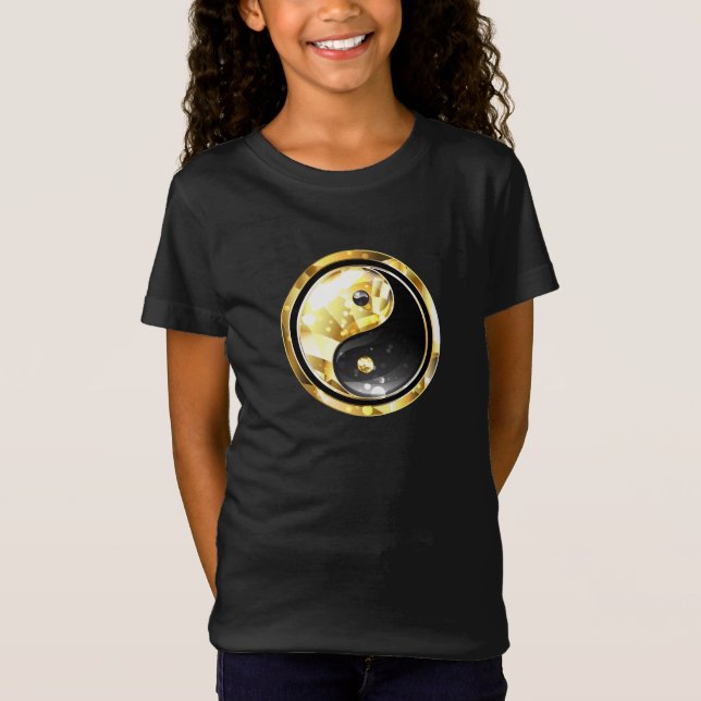 T-Shirt Yin Yang or sur noir (Devant)