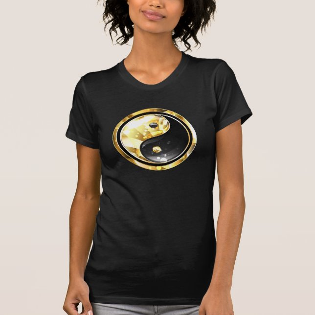 T-shirt Yin Yang or sur noir (Devant)