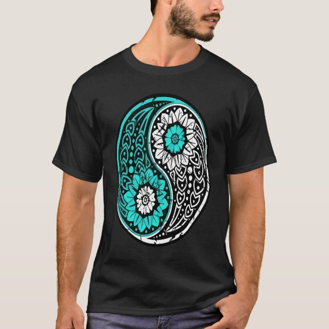 T-shirt Yin Yang Ornate Namaste Yoga Peace Mindfulness Med (Devant)