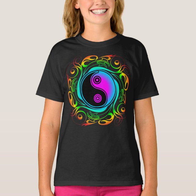 T-shirt Yin Yang Psychedelic Rainbow Tattoo (Devant)