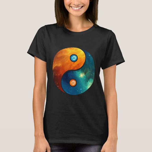 T-shirt Yin Yang Space Cosmos Galaxy Universe Outerspace (Devant)