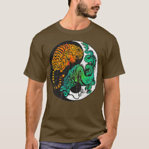 T-shirt Yin Yang Tiger Dragon Retro Tattoo Style MIXED MAR
