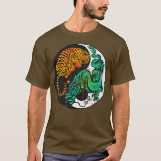 T-shirt Yin Yang Tiger Dragon Retro Tattoo Style MIXED MAR