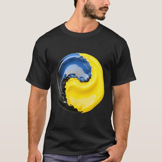 T-shirt Yin Yang Ukraine Bleu Et Jaune  (Devant)