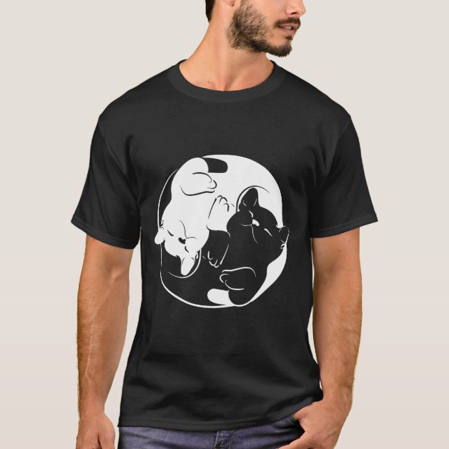 T-shirt Yin Yang Yoga Zen Chats Yoga Ca (Devant)