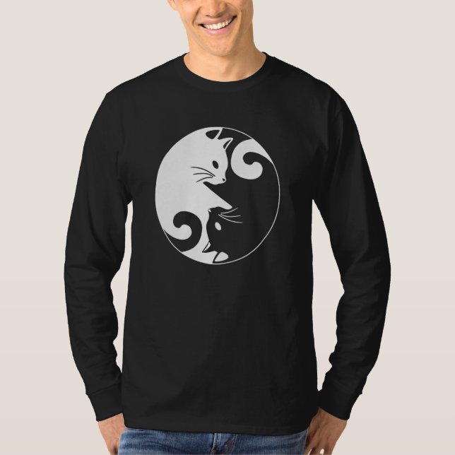 T-shirt Yin Yang Yoga Zen Cute Cats for Cat  1 (Devant)