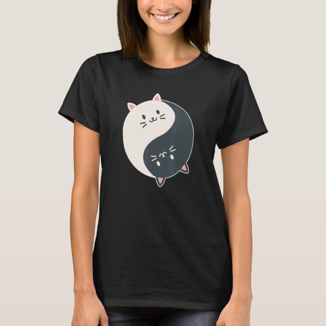 T-shirt Yin Yang Yoga Zen Cute Cats for Yoga  3 (Devant)