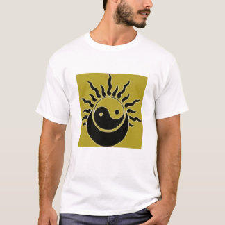 T-shirt ying yan doré avec lune et le soleil