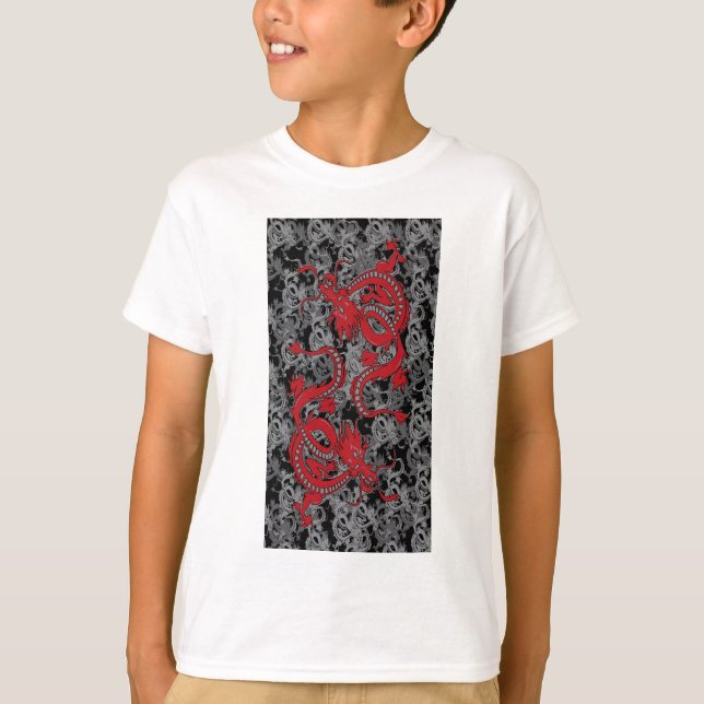 T-shirt Ying Yang Red Dragons (Devant)