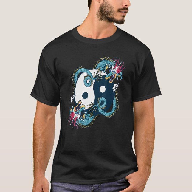 T-shirt Ying Yang  Tai Chi Dragon Design for Meditation  T (Devant)
