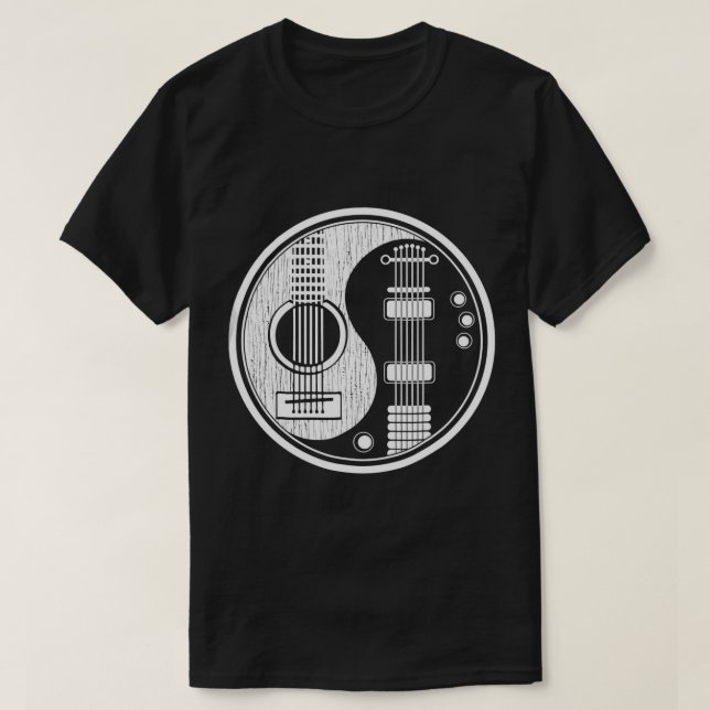 T-shirt Ying Yang Tee - shirt Guitare acoustique TSirt Roc (Design devant)