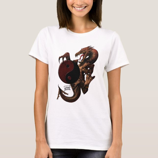 T-shirt YingYang Dragon Chemise à manches longues (Devant)