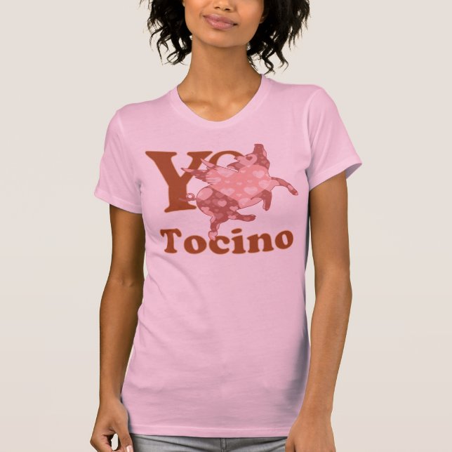 T-shirt Yo Amo Tocino espagnol I LOVE BACON cochon volant (Devant)