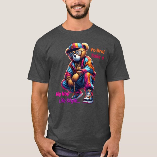 T-shirt Yo Broake a HipHop Life Style Cute Rap Bear boy (Devant)