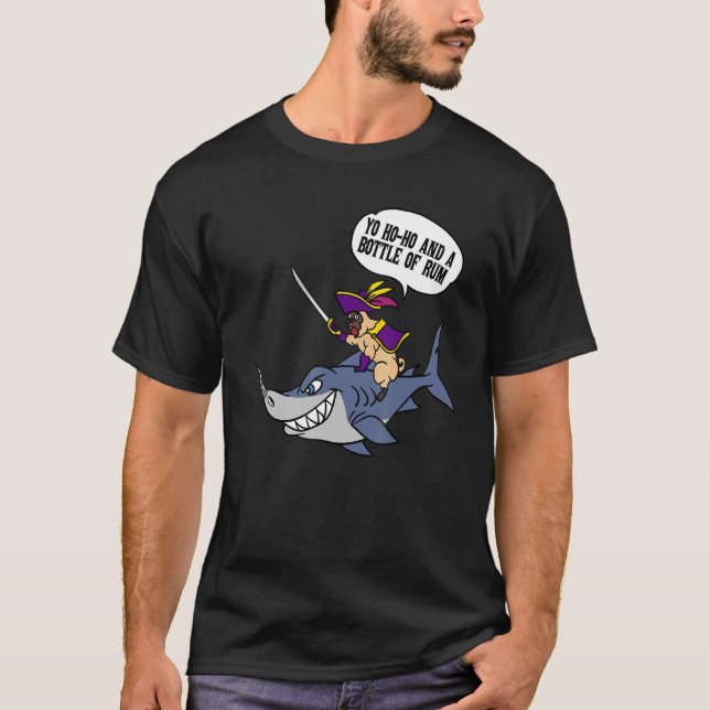 T-shirt Yo Ho Ho Et Une Bouteille De Rum Shark Cat Unicron (Devant)