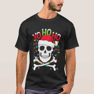 T-shirt Yo Ho Ho Pirate Boat Cruise Christmas Santa Hat Sk