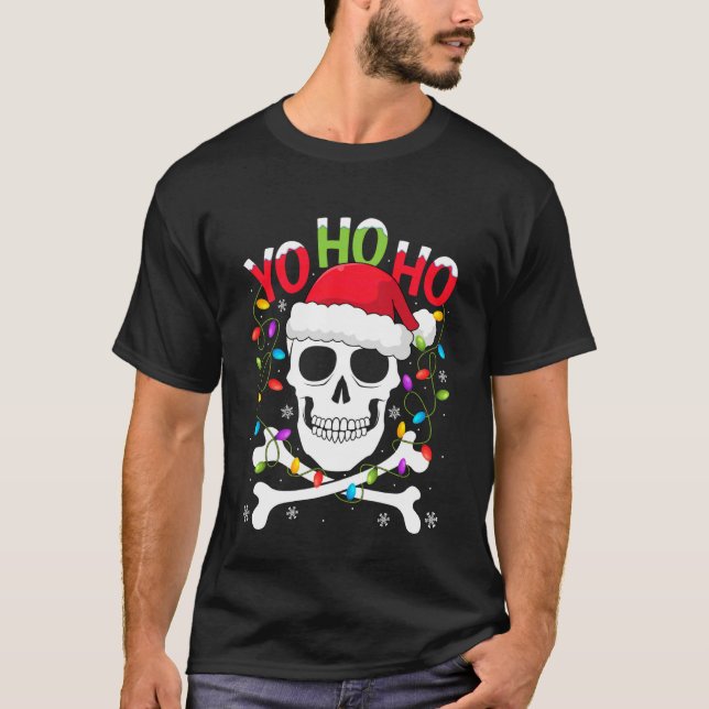 T-shirt Yo Ho Ho Pirate Boat Cruise Christmas Santa Hat Sk (Devant)