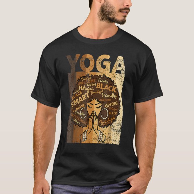 T-shirt Yoga Afro Woman Black History Month BLM Melanin Ze (Devant)