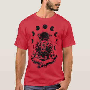 T-shirt Yoga Astronaut Lune Phase Zen Méditation Lotus Pos