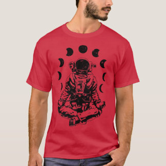 T-shirt Yoga Astronaut Lune Phase Zen Méditation Lotus Pos