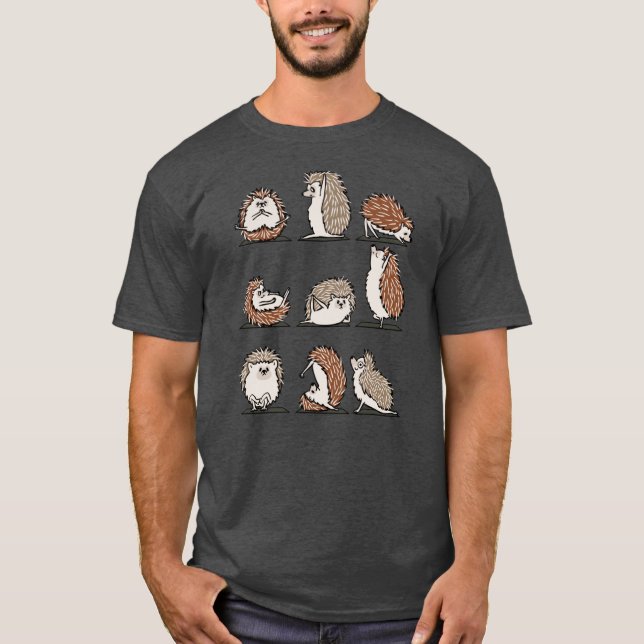 T-shirt Yoga au hérisson amis drôles (Devant)