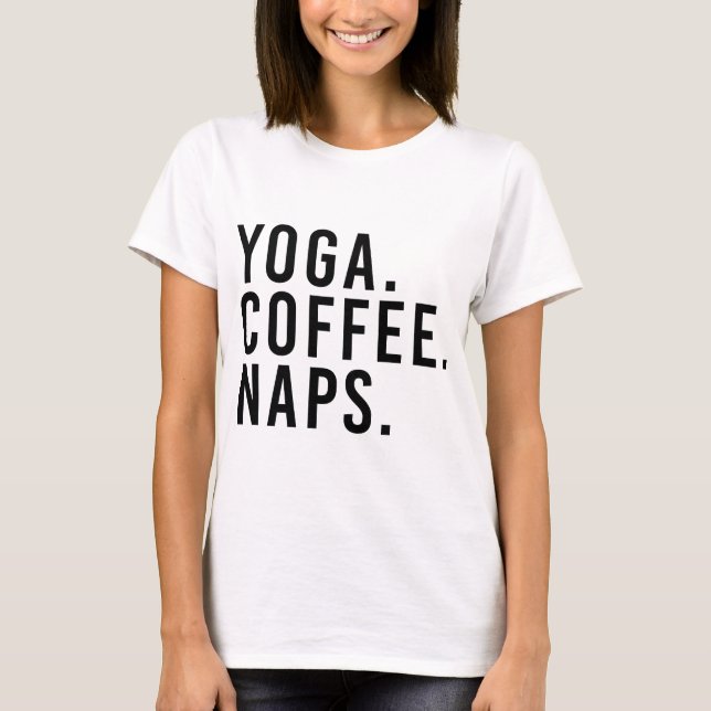 T-shirt Yoga. Café. Petits sommes (Devant)