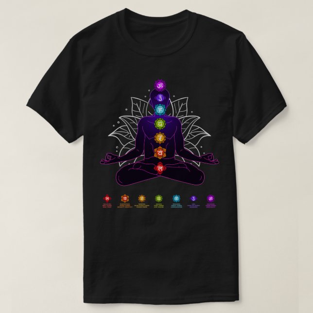 T-shirt Yoga Chakra Méditation du système spirituel du cor (Design devant)