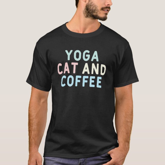 T-shirt Yoga Chat Et Café (Devant)