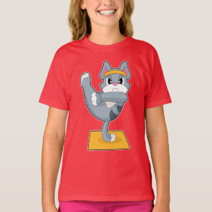 T-shirt Yoga de chat Fitness Gymnastique