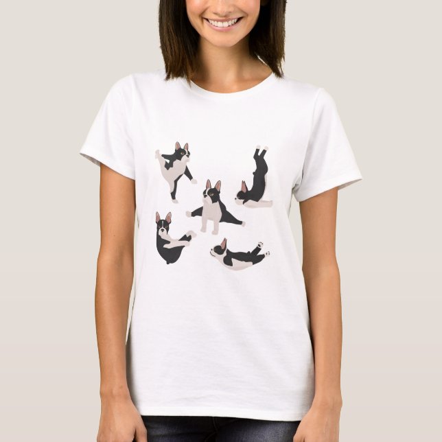T-shirt Yoga de chien de Boston (Devant)