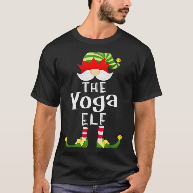 T-shirt Yoga Elf Group Christmas Funny Pajama Party  (Devant)