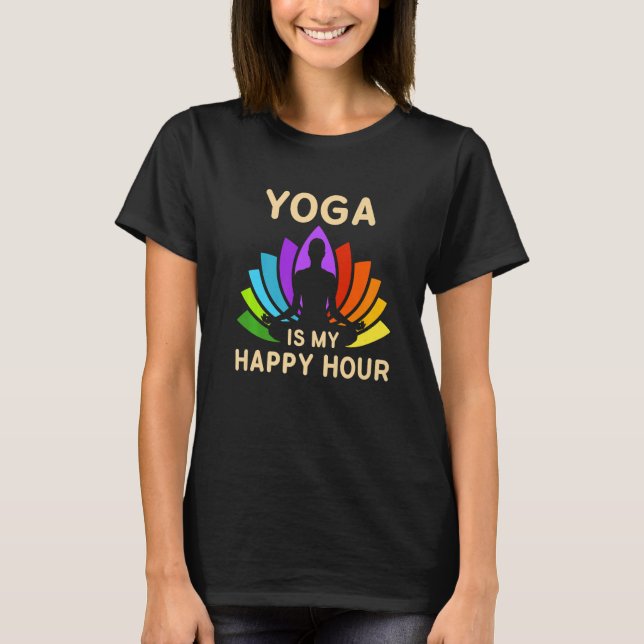 T-shirt Yoga est mon Happy Hour Guru Sport Workout USA Pou (Devant)