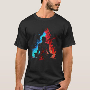 T-shirt Yoga Flammes Retro Fitness Zen Méditer Namaste Yog