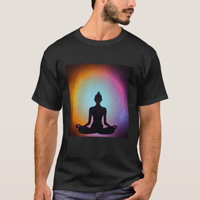 T-shirt Yoga Girl Female Sun Salutation Meditation Chakra  (Devant)