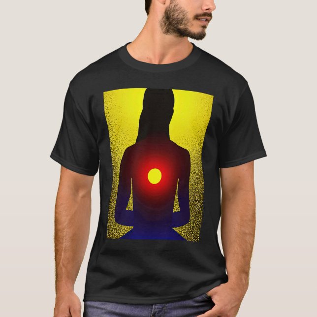 T-shirt Yoga Girl Female Sun Salutation Meditation Chakra  (Devant)