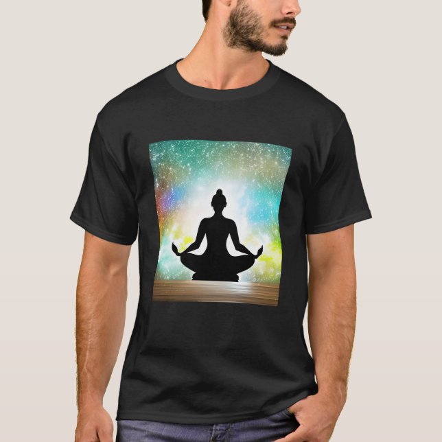 T-shirt Yoga Girl Female Sun Salutation Meditation Chakra  (Devant)