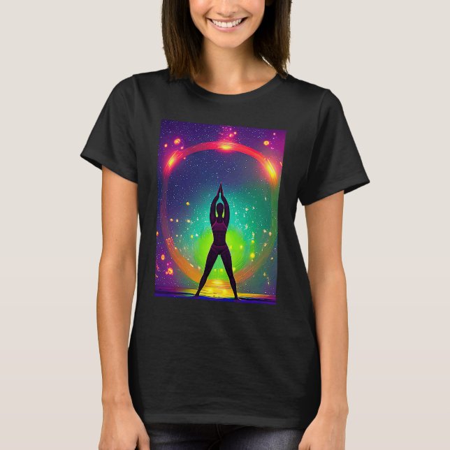 T-shirt Yoga Girl Female Sun Salutation Meditation Chakra  (Devant)