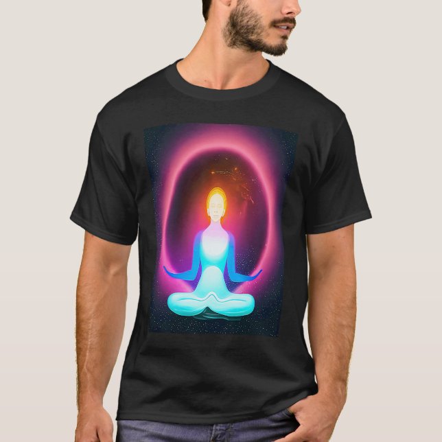 T-shirt Yoga Girl Female Sun Salutation Meditation Chakra  (Devant)
