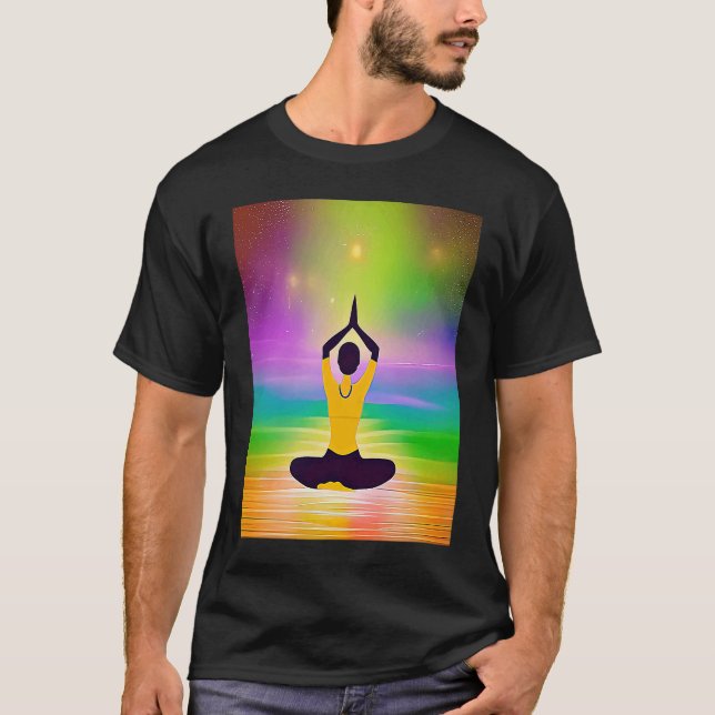 T-shirt Yoga Girl Female Sun Salutation Meditation Chakra  (Devant)
