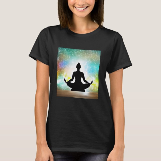 T-shirt Yoga Girl Female Sun Salutation Meditation Chakra  (Devant)