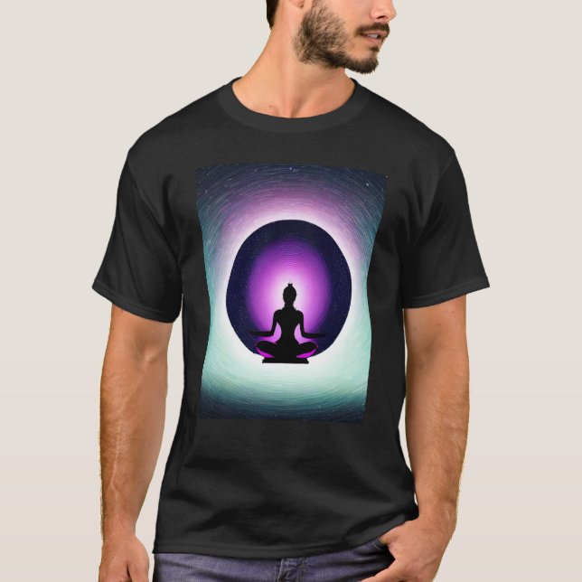 T-shirt Yoga Girl Female Sun Salutation Meditation Chakra  (Devant)
