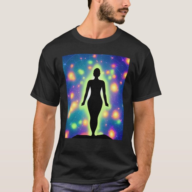T-shirt Yoga Girl Female Sun Salutation Meditation Chakra  (Devant)